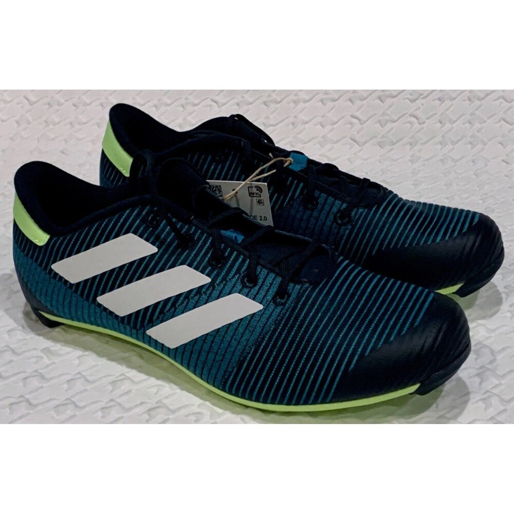 ADIDAS The Road 2.0 Black Teal Lime White Cycling Shoes Mens Sz 6 Womens Sz 7